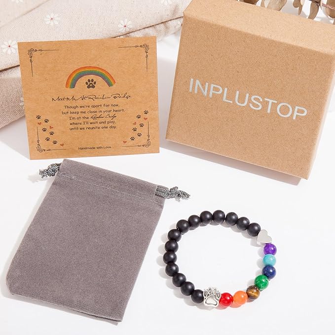 Pet Memorial Bracelet - Rainbow Bridge Memorial for Women & Men, Sympathy Gift for Loss of Dog or Cat