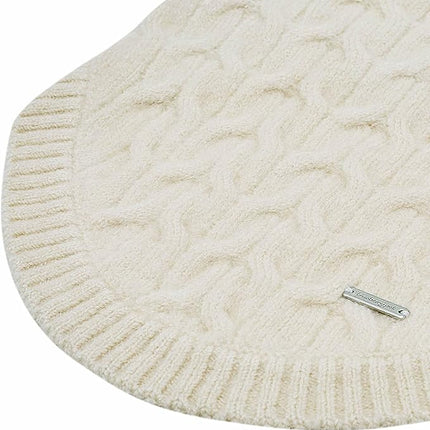 Blueberry Pet Classic Fuzzy Textured Knit Pullover Crew-Neck Dog Sweater in Ivory, Back Length 18", Pack of 1 Clothes for Dogs