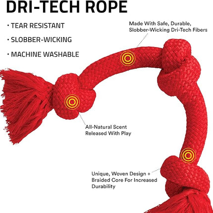 Playology Dog Toys | Dri-Tech Rope Toy Tug of War Rope for Aggressive Chewers | Jumbo Beef Scented Toy - Easy to Clean and Made from Non Toxic Materials
