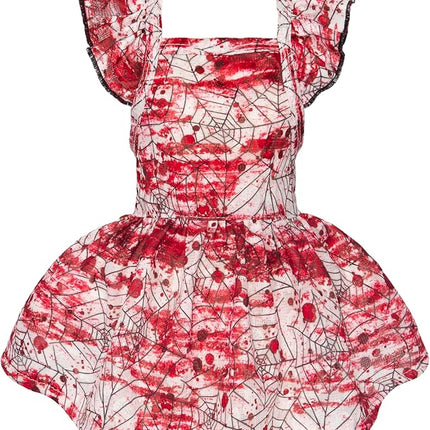 Fitwarm Halloween Spiderweb Dog Dress, Funny Dog Halloween Costumes, Doggy Clothes for Small Dogs Girl, Pet Apparel, Red, White, Black, Small