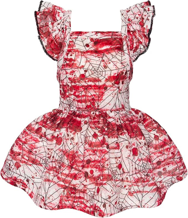 Fitwarm Halloween Spiderweb Dog Dress, Funny Dog Halloween Costumes, Doggy Clothes for Small Dogs Girl, Pet Apparel, Red, White, Black, Small