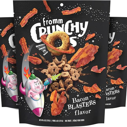 Fromm Crunchy Os Bacon Blasters Flavor Dog Treats - Premium Crunchy Dog Treats - Bacon Recipe - Pack of (3) 6 oz Bags