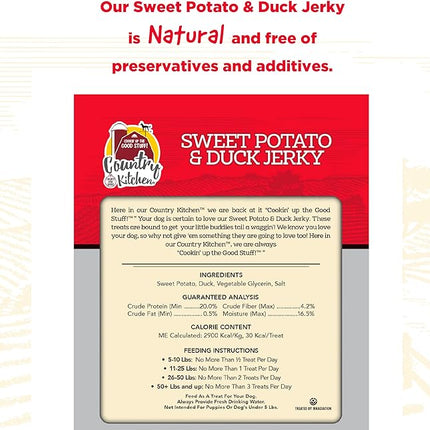 Country Kitchen Sweet Potato & Duck Jerky Tender Dog Treats, Made with Real Duck, High Protein, Low Fat, No Artificial Colors, 16 oz