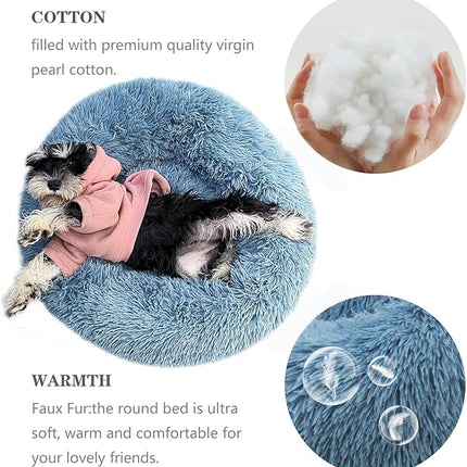 Puppy Beds for Small Dogs Washble 19 Inches Extra Small Anti-Anxiety for Calming Dog Doggie Bed Luxury Machine Washble Anti-Slip Waterproof Mute Bese Round Dog Bed.