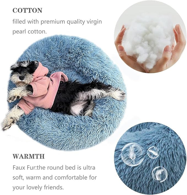 Puppy Beds for Small Dogs Washble 19 Inches Extra Small Anti-Anxiety for Calming Dog Doggie Bed Luxury Machine Washble Anti-Slip Waterproof Mute Bese Round Dog Bed.