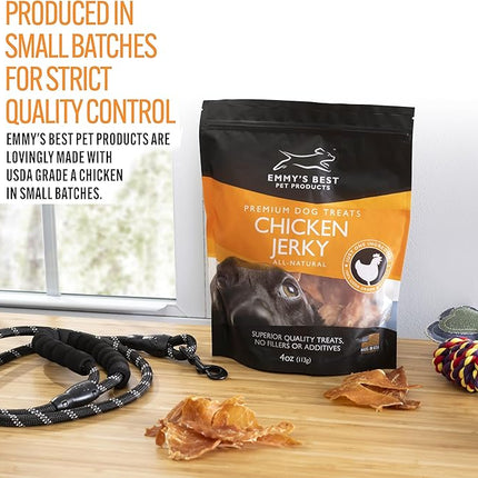 Emmy's Best EBPP Chicken Jerky Dog Treats Made in USA - 100% Natural Jerky Treats Made with Real Chicken for Medium Dogs, Large and Small Dogs - 4oz Bag