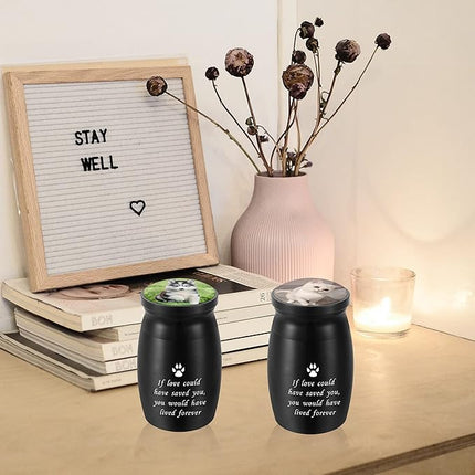 Personalized Photo 3 Inch Small Keepsake Aluminum Mini Cremation Urn for Pet Dog Ashes - Memorial Urn for Sharing Ashes - If Love Could Have Saved You