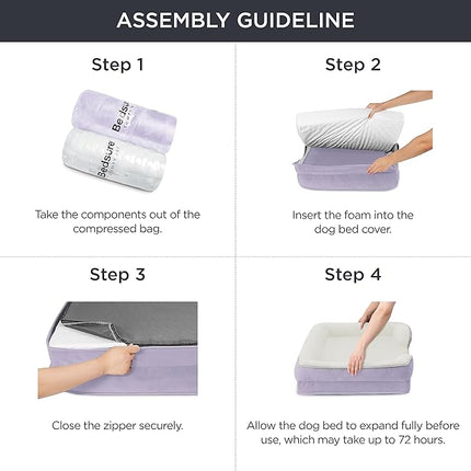 Bedsure XL Orthopedic Dog Bed for Extra Large Dogs - Washable XLarge Dog Cat Bed Waterproof, Comfort Dogs Couch Sofa with Washable Removable Cover, Pet Bed with Nonskid Bottom, Lavender, 42"