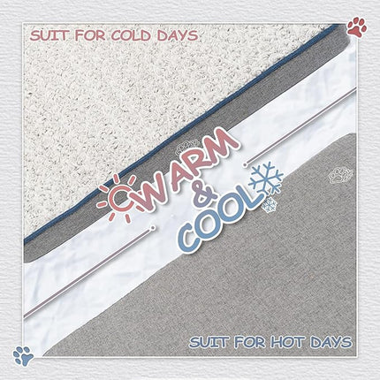 EMPSIGN Reversible Cool and Warm Dog Bed for Crate Pad, Pet Beds with Washable and Removable Cover, Dog Crate Beds Sleeping Mats, Beds for Dogs Crate for Large Medium Small Dogs, Grey