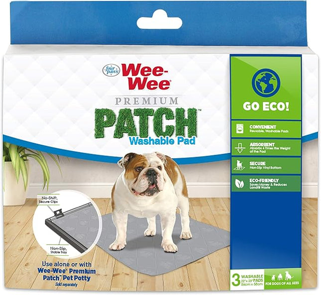 Four Paws Wee-Wee Premium Patch Reusable Pee Pad for Dogs, 3 Count Standard 22" x 23"