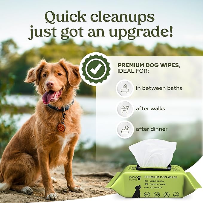 Pawfume Dog Wipes 4 x 100 Count, Pet Wipes – Hypoallergenic & Gentle Dog Wipes for Eyes, Face, Butt, and Paws – Cleaning & Deodorizing, Grooming Tear Stain Wipes for Puppy, Adult Dogs & Cats