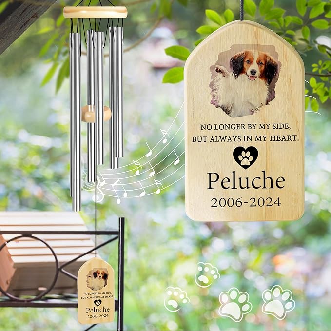Pet Memorial Gifts, Personalized Pet Memorial Wind Chimes, Pet Loss Gifts, Dog Memorial Gifts for Loss of Dog, Pet Loss Sympathy Gift, Pet Remembrance Gift, in Memory of Pet - Always in My Heart