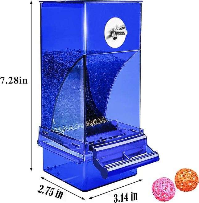 Automatic Bird Feeder, No Mess Acrylic Parrot Foraging Feeders, Transparent Bird Feeder Container Cage Accessories for Most Birds Parrot Canary Cockatoo(2 Pack)