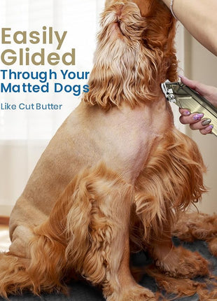 oneisall Dog Clippers for Grooming for Thick Heavy Coats/Low Noise Rechargeable Cordless Pet Shaver with Stainless Steel Blade/Waterproof Dog Shaver for Dogs Pets and Animals (Gold)