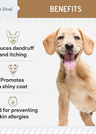 Omega for Dogs - 180 Delicious Soft Chews - Salmon Oil Treats for Skin and Coat, Itch Relief - Fish Oil Blend of Essential Fatty Acids, Omega 3, 6, and 9, and Vitamins - Peanut Butter Flavor