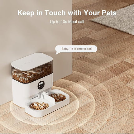 Espelho Automatic Cat Feeder - 5L Timed Cat Food Dispenser 2 Cats with 2 Way Splitter, Easy to Set Up and Clean, 10s Voice Programmable Portion Control Pet Feeder with Desiccant Bag for Cats & Dogs