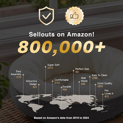 Love's cabin Round Donut Cat and Dog Cushion Bed, 30in Pet Bed for Medium or Large Dogs, Anti-Slip & Water-Resistant Bottom, Soft Durable Fabric Pet beds, Washable Calming Cat & Dog Bed Burlwood