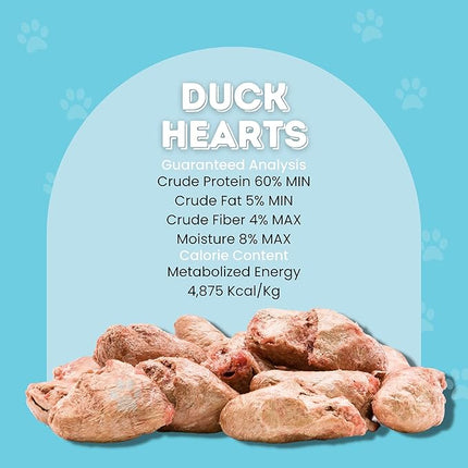hotspot pets Freeze Dried Duck Heart Treats for Cats & Dogs - Made in USA, 1LB Big Bag - Single Ingredient All Natural Grain-Free Duck Hearts - Perfect for Training, Topper or Snack