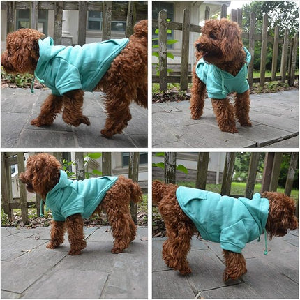 Lovelonglong Blank Basic Hoodie Sweatshirt for Dogs 100% Cotton Fits Small Medium Dachshund Large Dog Turquoise XS