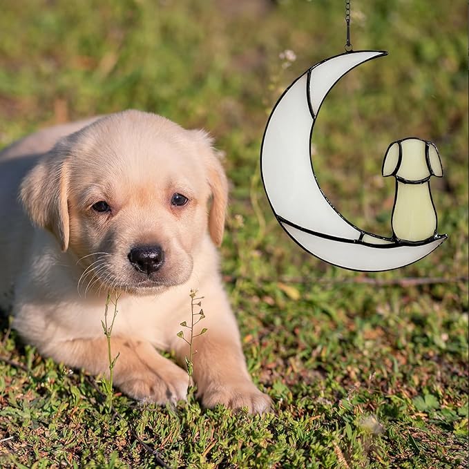 Stained Glass Window Hanging suncatcher Dog Memorial Gifts for Loss of Dog Sympathy Gift,Bereavement Gifts for Loss of pet.Remembrance Memory Ornaments for Dog Lovers.