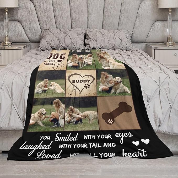 Artsadd Dog and Cat Memorial Gifts, Pet Loss Memorial Blanket, Custom Dog Blanket, Personalized Pet Remembrance Gifts, Loss of Pet or Cat Remembrance Sympathy Grief Condolence Bereavement Gifts