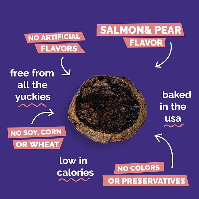 Fruitables Healthy Dog Treats – Whole Jerky Bites for Dogs – Alaskan Salmon & Pear Flavored – 5 Ounces