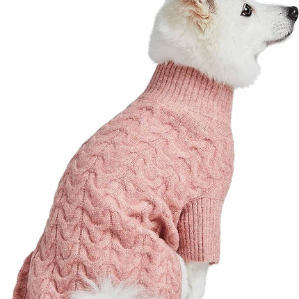 Blueberry Pet Classic Fuzzy Textured Knit Pullover Turtle-Neck Dog Sweater in Rainbow Pink, Back Length 14", Pack of 1 Clothes for Dogs