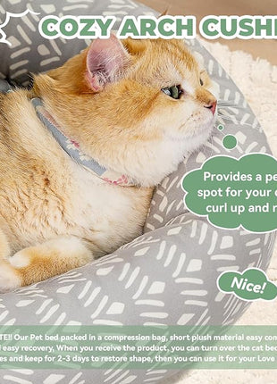 Cat Bed, 20In Dog Beds for Small Dogs, Calming Cat & Dog Beds for Indoor Pets, Pet Beds Comfortable Donut Round Ultra Soft (Grey Pattern, 20.0" L x 20.0" W x 6.5" Th)