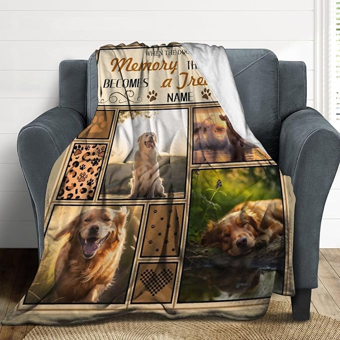 Custom Dog Memorial Gifts for Loss of Pet Cat, Personalized Dog Memorial Blanket with Photos, Pet Memorial Gifts, Pet Loss Gifts, Pet Memorial Throw Blanket, Remembrance Sympathy Bereavement Gifts