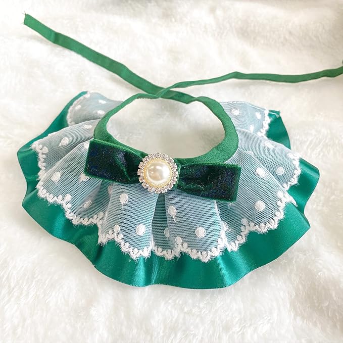 2PCS Christmas Dog Cat Collar Green Velvet Bow Pet Bib Cute Scarfs Necklace Neck Strap for Pet Costume Supplies