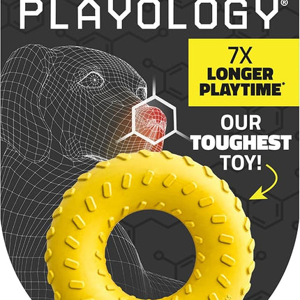 Playology Dog Toys | Dual Layer Ring Durable Chew Toy for Aggressive Chewers | Jumbo Chicken Scented Toy - Easy to Clean and Made from Non Toxic Materials