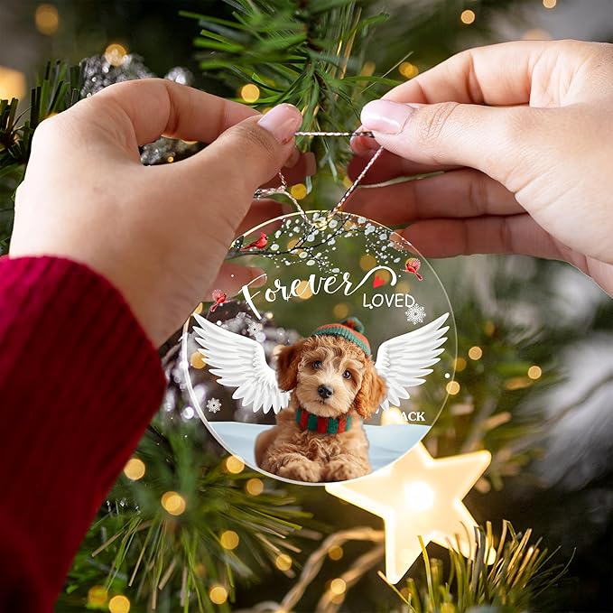 Pavo Picture Frame Dog Memorial Christmas Ornaments 2025, Personalized Pet Photo Ornaments, Acrylic Keepsake 4–6 Inches, Loss of Dog Sympathy Gift, Cat Memorial Gifts for Loss of Cat