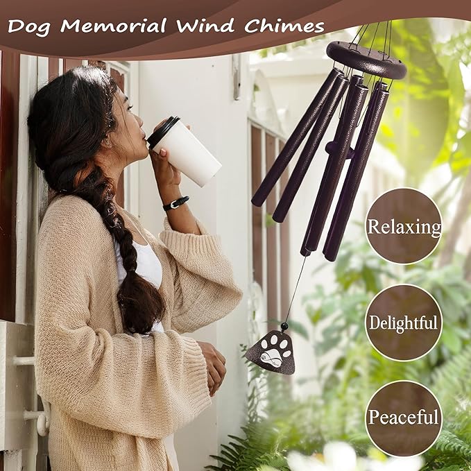 Dog Memorial Gifts for Loss of Dog, Pet Memorial Gifts 32in Wind Chimes, Loss of Dogs Sympathy Gift, Pet Remembrance/Bereavement/Passing Away Wind Chimes