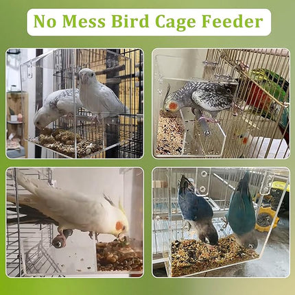 No Mess Bird Feeder for Cage Automatic Acrylic No Spill Bird Feeder for Parakeet Parrot Cockatiels Cockatiels Lorikeet Lovebirds 6.4inch