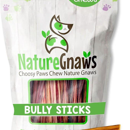Nature Gnaws Extra Thin Bully Sticks for Small Dogs 5-6" (50 Count) - Long Lasting for Light Chewers and Puppies - Natural Beef Dog Chew Bone