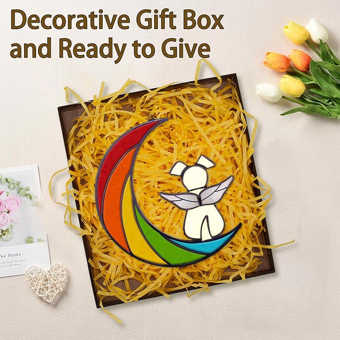 Rainbow Bridge Dog Memorial Gifts for Loss of Dog, Stained Glass Personalized Pet Memorial, Loss of Pet Sympathy Gift for Window, Living Room, Garden