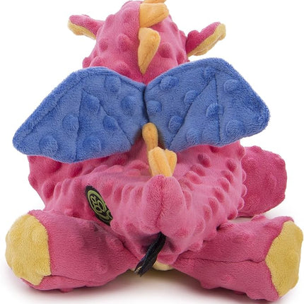 goDog Bubble Plush Dragons Squeaky Dog Toy, Chew Guard Technology - Coral, Large