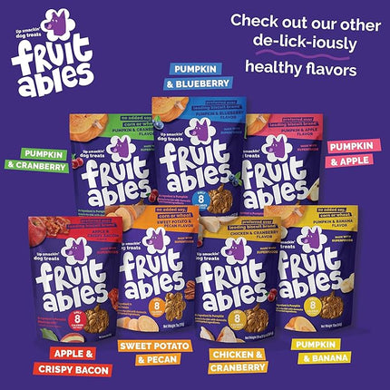 Fruitables Baked Dog Treats Variety Pack of 8 (Pumpkin & Apple, Banana, Blueberry, Cranberry - 7 oz (8 Pack)