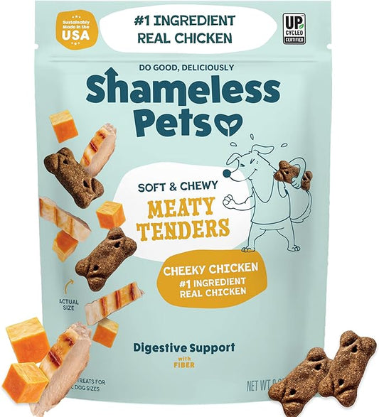 Shameless Pets Soft & Chewy Dog Treats, Cheeky Chicken Meaty Tenders, 8oz – Real Chicken is 1st Ingredient – Grain Free, No Corn or Soy – Digestive Support – for Small, Medium & Large Dogs