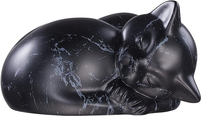 Pet Urns,Sleeping Resin Cremation Cat Urn, Cat Urns for Ashes, Small Animal Urn (Black)…
