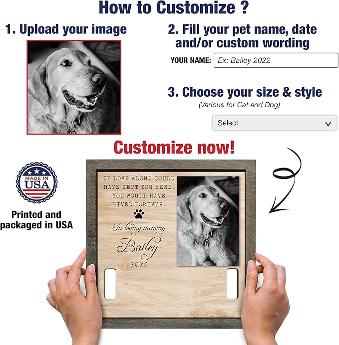 Dog Memorial Gifts Bereavement Gifts Cat Memorial Dog Loss Sympathy Gift Custom Cat Picture Collar Frames Keepsakes Death Remembrance Funerary Decor Wall Best Dog Ever