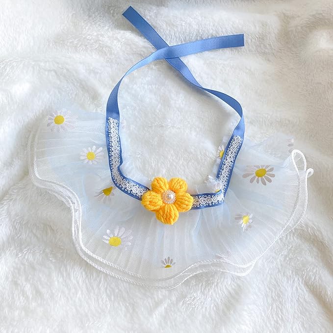 2PCS Dog Cat Collar White Lace Pet Bib Cute Scarfs Necklace Neck Strap for Pet Costume Supplies