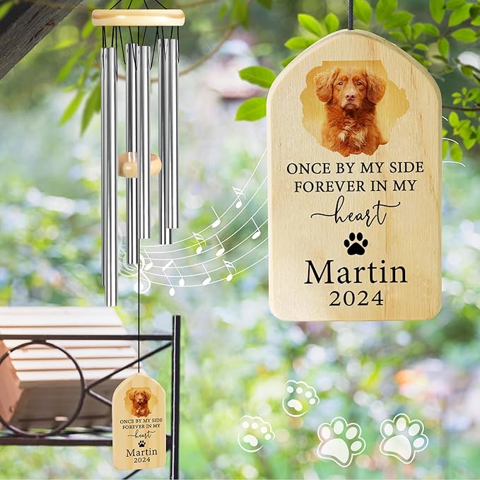 Pet Memorial Wind Chimes, Personalized Pet Memorial Wind Chime, Dog Memorial Gifts, Pet Loss Sympathy Gift, Medium Size