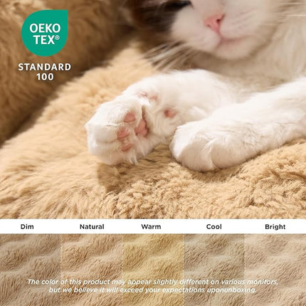 LE SURE Cute Cat Couch for Pets - Fluffy Original Bear Design for Small Dog Bed, Supportive Dog Couch with Removable Washable Cover, Puppy Bed for Small and Medium Dogs, 28inch, Almond