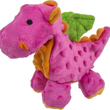 goDog Bubble Plush Dragons Squeaky Dog Toy, Chew Guard Technology - Hot Pink, Small