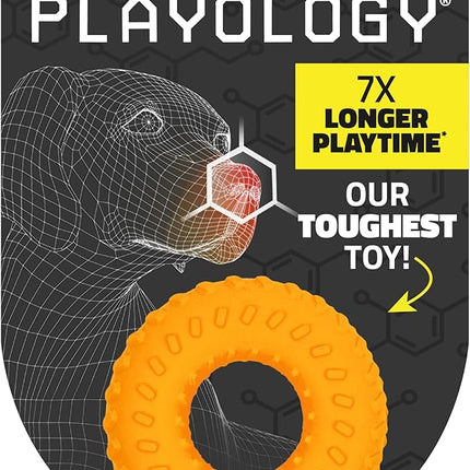 Playology Dog Toys | Dual Layer Ring Durable Chew Toy for Aggressive Chewers | Medium Cheddar Cheese Scented Toy - Easy to Clean and Made from Non Toxic Materials