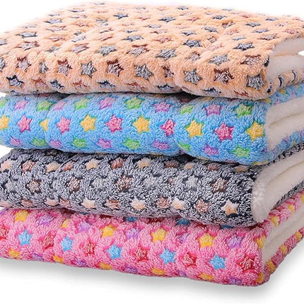 FJWYSANGU Fluffy Pet Cat Blanket Soft Coral Velvet Pet Puppy Cushion Mat Warm Cover Soft Pad Mat(Star V2/Dark Blue,Medium)
