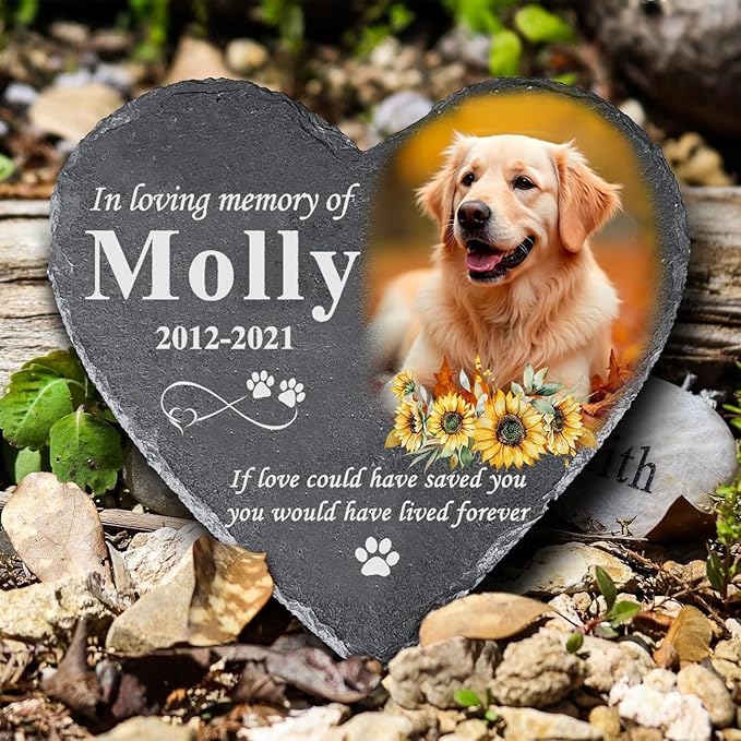 Gabita Custom photo Dog Memorial Stone, Pet Memorial Gifts for Dogs, Dog Memorial Stone, Personalized Pet Grave Markers Headstone Cemetery Decorations for Pet new 1