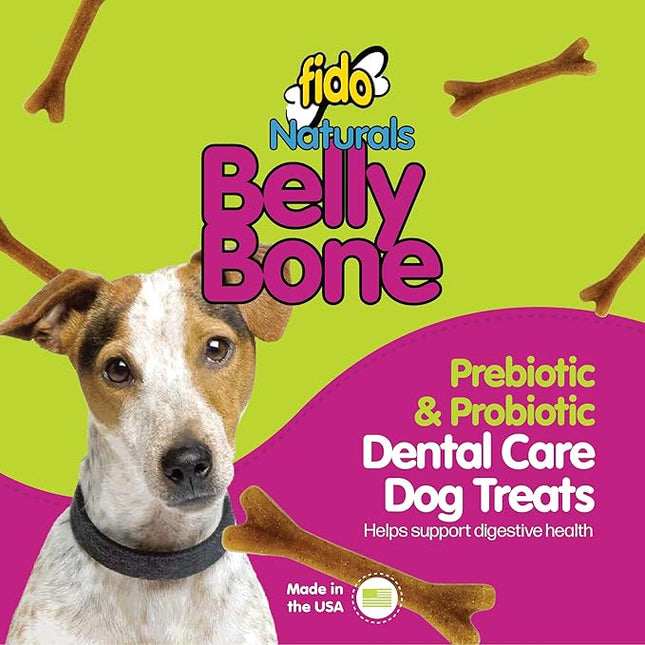 Fido - Belly Bones for Dogs, Yogurt Flavored Small Dog Dental Treats - 13 Treats Per Pack (3 Pack) - Made in USA, Plaque & Tartar Control, for Fresh Breath and Digestive Health Support