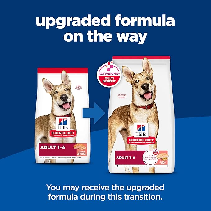 Hill's Science Diet Adult 1-6, Adult 1-6 Premium Nutrition, Dry Dog Food, Salmon & Brown Rice, 14 lb Bag